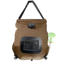 (Coffee) Portable Outdoor Solar Shower Bag Removable Water Bag with Shower Head For Camping Hiking Climbing