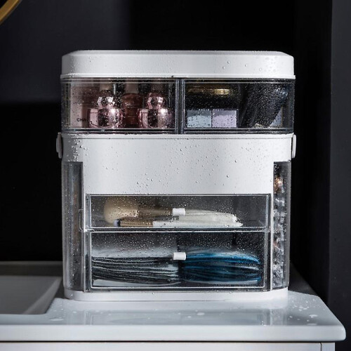 Makeup Organizer with Mirror/LED Light Large Capacity Cosmetic Organizer Storage Box Portable 1