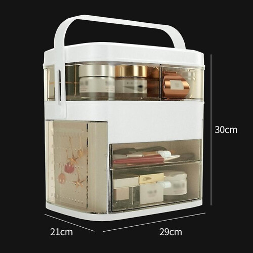 Makeup Organizer with Mirror/LED Light Large Capacity Cosmetic Organizer Storage Box Portable 2
