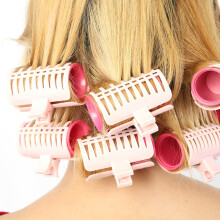 Plastic Heat-Resisting Hair Curler Rollers with Clips, Black, 8 Pack
