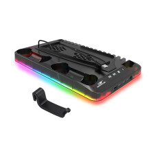 Pour PS5 Station de Charge, Support Vertical, Ventilateur de Refroidissement pour PS5 Console, Chargeur à Double Contrôleur, Accessoires de Jeu