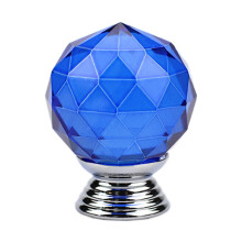 (Blue silver bottom, 1pc) Crystal Cabinet Knobs with Screws Decorative Crystal Glass Dresser Knobs for Dresser Drawers Cupboard