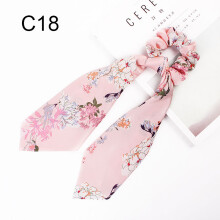 (C18 Pink) Women Hair Bow Ribbon Hair Ring Fashion Girls Hair Bands Scrunchies Ponytail Tie Stretch Hair Accessories