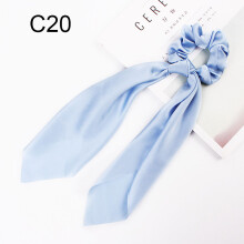 (C20 Sky Blue) Women Hair Bow Ribbon Hair Ring Fashion Girls Hair Bands Scrunchies Ponytail Tie Stretch Hair Accessories