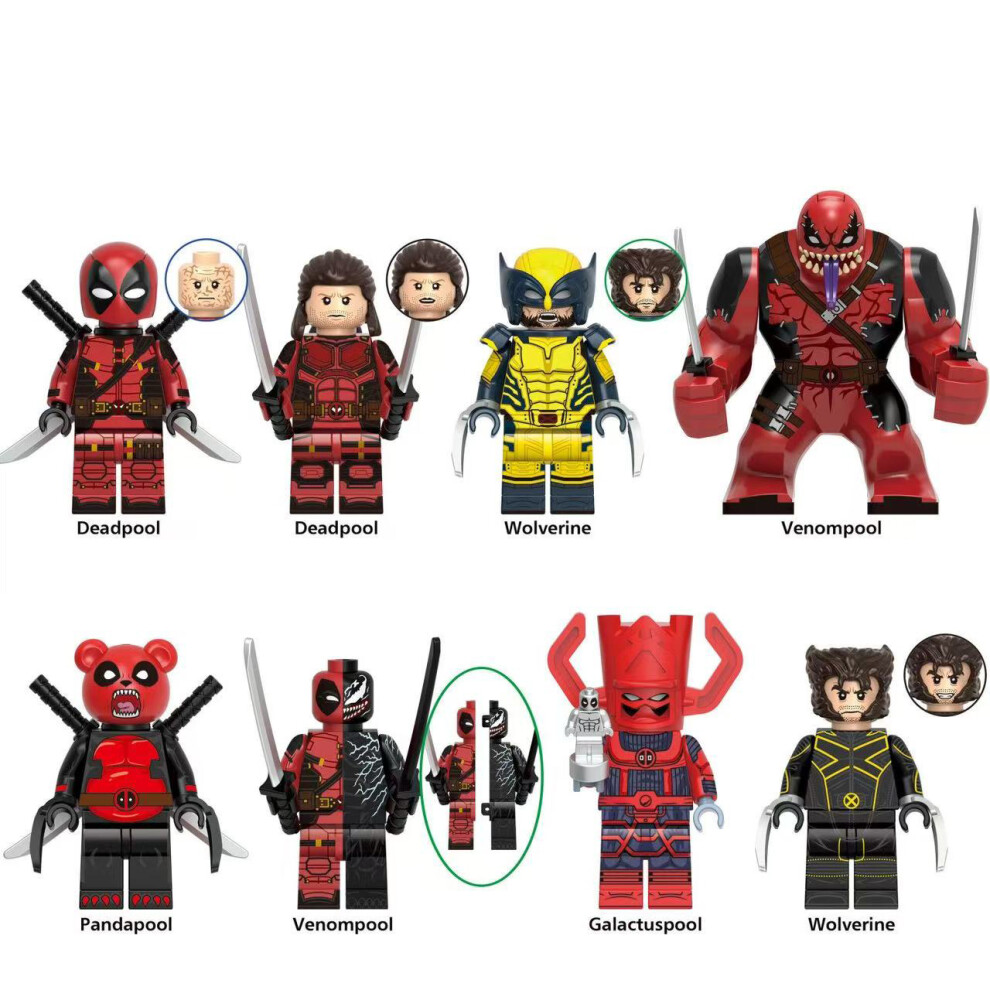 Enekio 8Pcs Marvel Venom Deadpool Assembles Minifigures Toys Fit Lego Blocks
