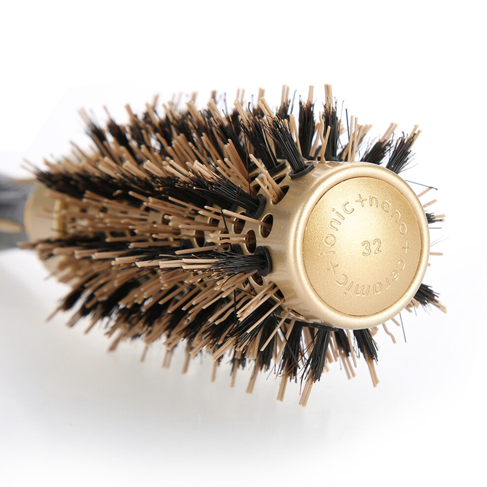 Black/Gold Portable Anion Anti-Static Round Hair Comb 32Mm &