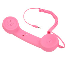 Retro Pink Cell Phone Handset with 3.5mm Plug, Supports Call Control