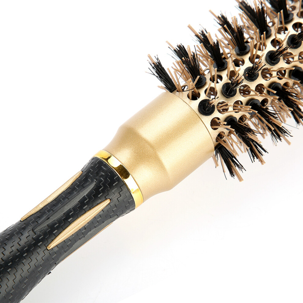 Gold/Black Portable Anion Anti Static Round Hair Comb 25Mm & Salon Styling Brush