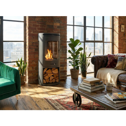 OKO S7 Bio Ethanol Panoramic Stove Charcoal Grey 1