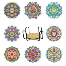 8 PCS Diamond Painting Coasters, Mandala Diamond Art Coasters Kits with Holder, DIY Diamond Painting Kits for Adults