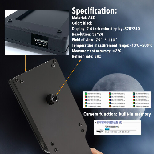 MLX90640BAA 2.4inch LCD Imager Black 1000mAh 2
