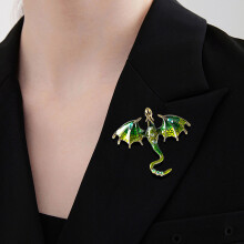 (Green) Cartoon Dragon Alloy Brooches Dripping Oil Crystal Dragon Brooches for Jewelry Making Clothes Bags Supplies