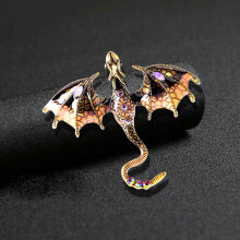 (Brown) Cartoon Dragon Alloy Brooches Dripping Oil Crystal Dragon Brooches for Jewelry Making Clothes Bags Supplies