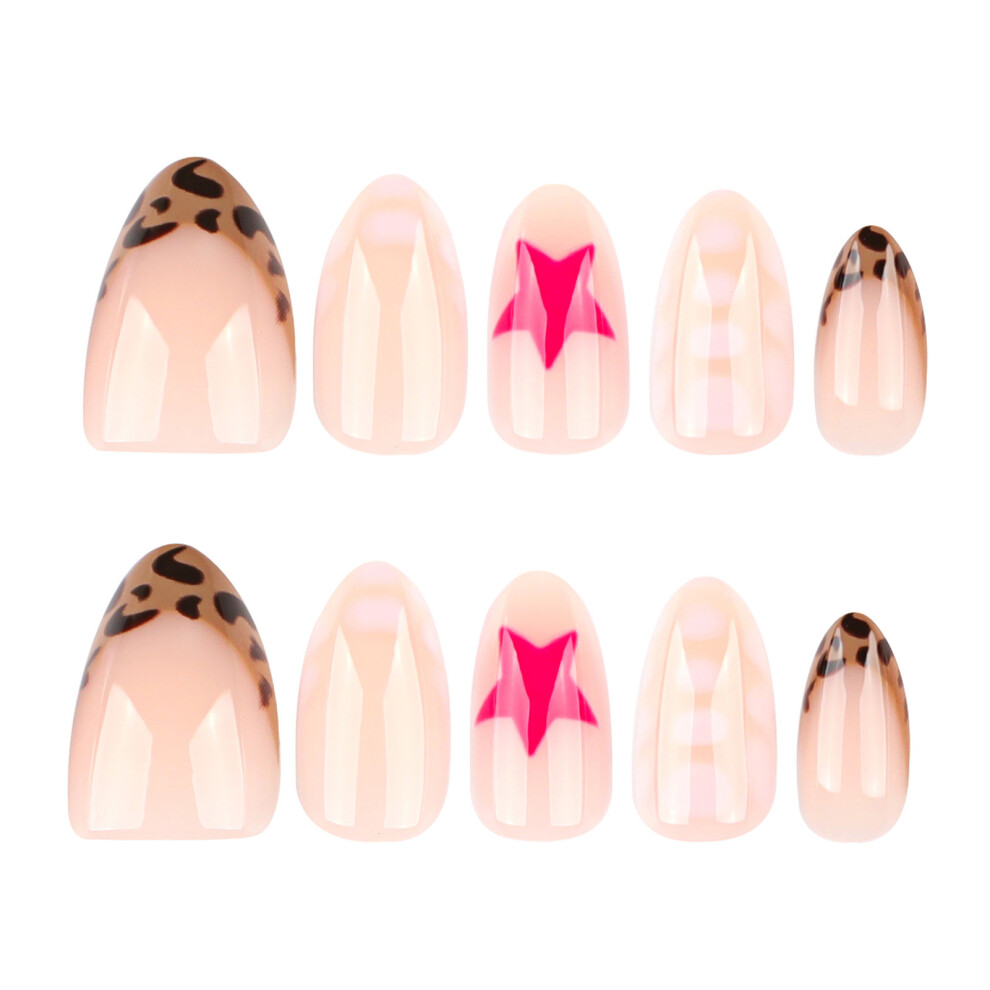 Dcph-Clothing 24Pcs Leopard Print Almond Press On Nails