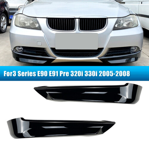 For  3 Series E90 E91 Pre 320I 330I 2005-2008 Front Bumper Lip Angle Diffuser Splitter Spoiler Protector Glossy Black 1