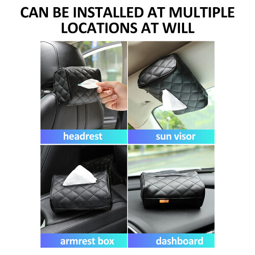 Car Tissue Holder 17.5x12x8.5 cm Black, Large 1