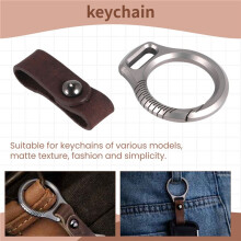 Alliage de Titane Porte-CléS Voiture Porte-CléS Pendentif Peau de Vache Sangle Pendentif EDC Outil Cadeau Homme Cadeau