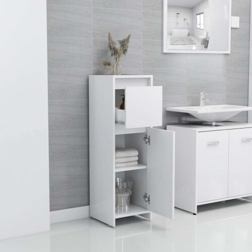 VidaXL vidaXL Bathroom Cabinet White Engineered Wood Home Cupboard Under Basin Unit 2