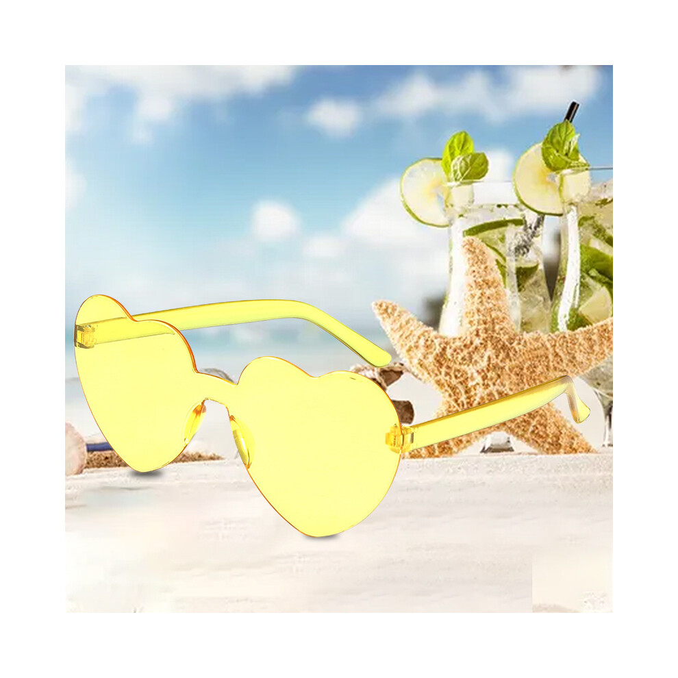 Bright-Home (Yellow) Candy Color Heart Sunglasses Fashion Rimless Driving Sun Glasses For Adults