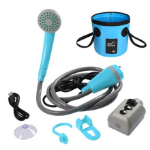 Portable Camping Shower Outdoor Camping Shower Pump Rechargeable Shower Outdoor Camping Equipment & Gray