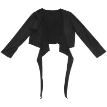 LADIES LONG SLEEVE TIE CROP SHRUG WOMENS WRAP BOLERO CARDIGAN TOP - black