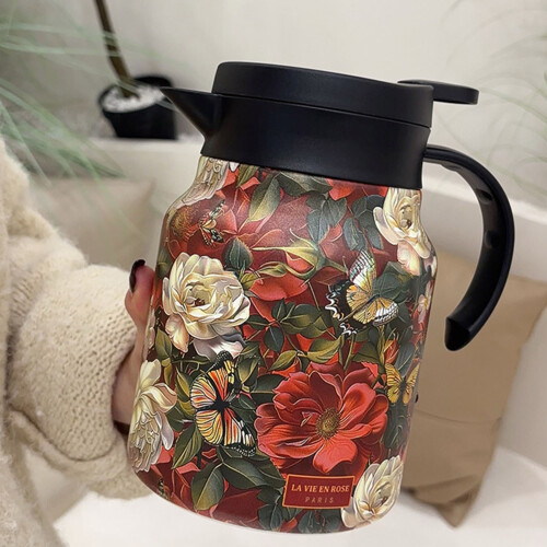 (red) Large Tea Kettle with Strainer for Coffee & Tea 2