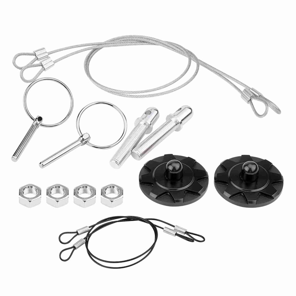 Aluminium Bonnet Hood Pin Lock Kit Black 7293282980860