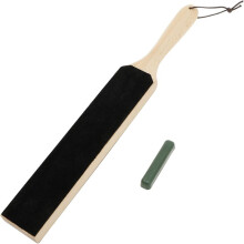 Leather Strop for Knife Sharpening, Double Side Stropping Block with Ergonomic Handle for Sharpening Knives, Woodcarving