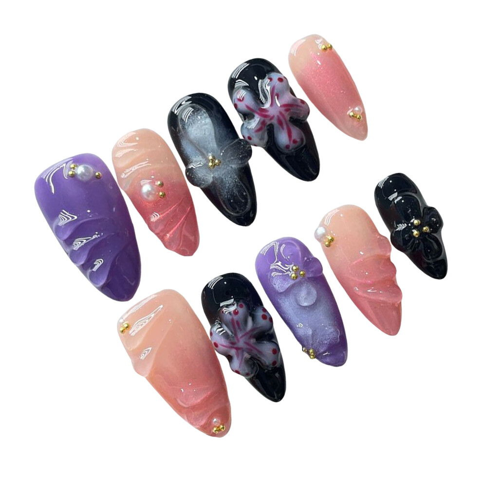 Dachuang Beauty (Xs) Floral Mauve False Nails - Easy Apply Diy
