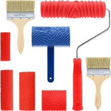 Set di 8 Strumenti per Pittura Effetto Legno, Rullo per Texture, Bilanciere per Venature, Pennelli, per Pareti, Pavimenti, Decorazioni DIY per La