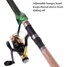 Fishing Rod Sleeves Socks Fishing Rod Cover Scalable Braided Mesh Rod Sleeve with Lanyard Fishing Accessories