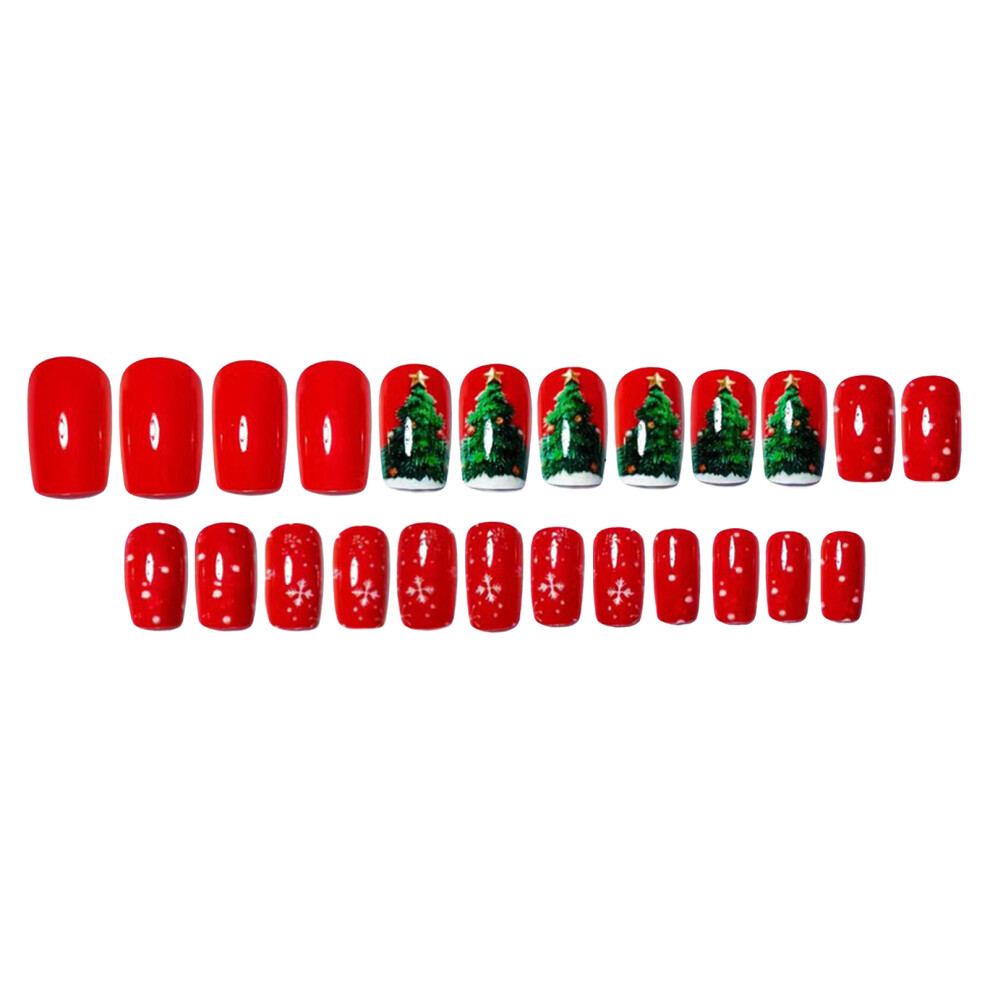 Creation-3C 24Pcs Christmas Press On Nails With Tree Pattern