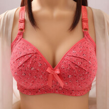 (Watermelon Red, M) Wire-Free Push Up Bras Women Small-Plus Size
