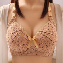 (Apricot, M) Wire-Free Push Up Bras Women Small-Plus Size