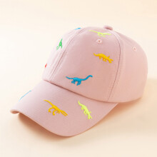 (Pink) Casual Children\'s Baseball Cap Dinosaur Pattern Embroidery Sun Hat Caps for Holiday Birthday Gift