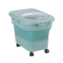 (Small Green) Collapsible Food Storage Bucket Large Capacity Cereal Grain Storage Box Suitable for Dog Pet Cat Food