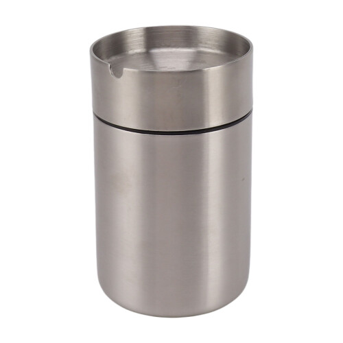 Car Ashtray L Stainless Steel Windproof Lid Silver