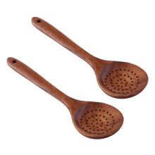 2X Teak Wood Spoon Long Handle Spoon Ladle  Rice Paddle Wooden Cooking Spoon Skimmer Scoop Wooden Kitchen Utensils