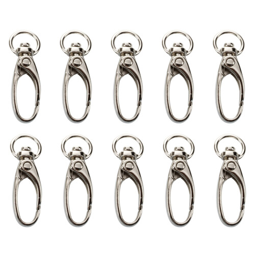 100 Pcs D Swivel Trigger Clips Hooks Metal Key Ring Lobster Clasps