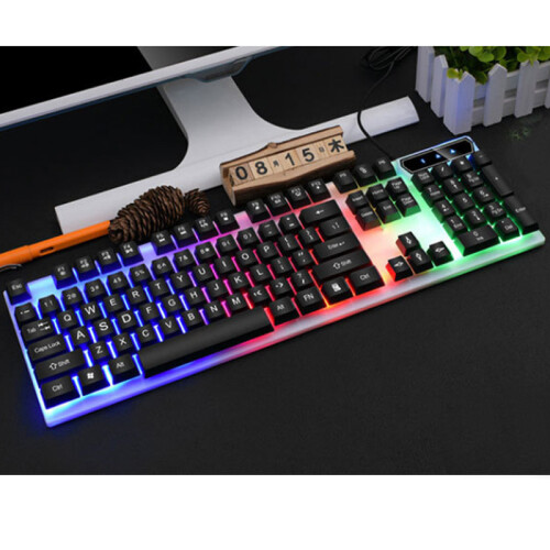 (Black) Colorful Backlit Wireless Keyboard for PC & Smart TV 1