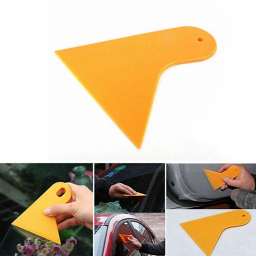 5X Plastic Yellow Auto Car Window Sticker Film Scraper Squeegee Cleaning Tool 10.5X9.5cm 2