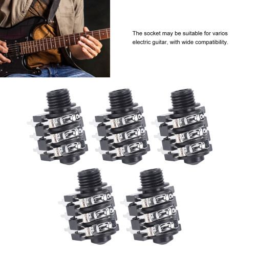 Stereo Jack Socket 6.35mm 6P Microphone Connector for Replacement Durable Metal 2