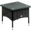 Square Rattan Garden Side Table Glass Top Black 1
