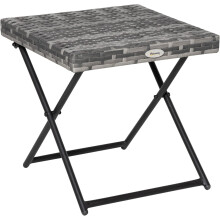 Folding Square Rattan Garden Table Grey