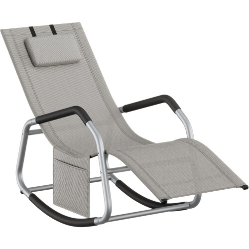 Ergonomic Outdoor Rocking Lounger Grey