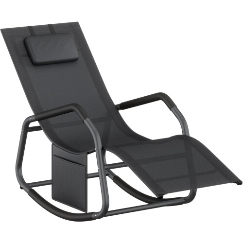 Ergonomic Outdoor Rocking Lounger Black