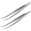 2X 5.9 inch Long Silver Tone Bent Curved Tip Tweezers Forceps Plier Hand Tool 2