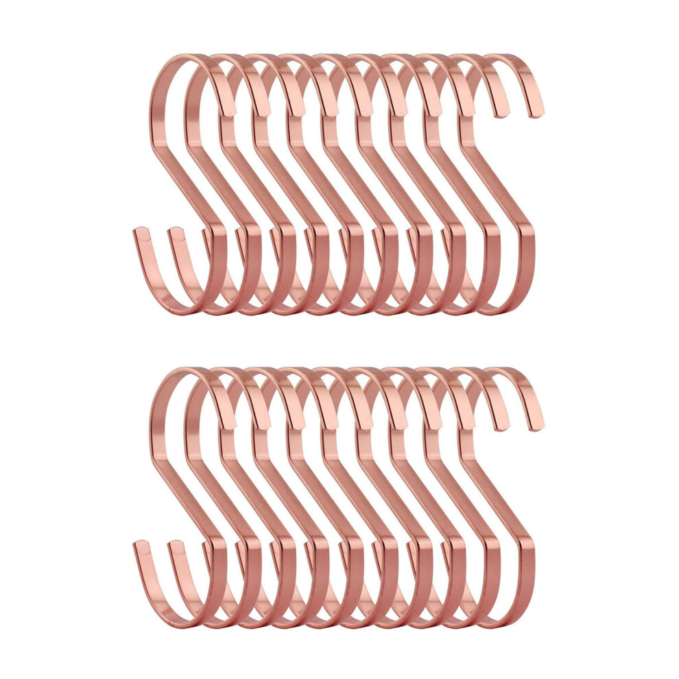 Photos - Tape Measure and Surveyor Tape 20-Pack 4 Inch Rose Gold Chrome Finish Steel Hanging Flat Hooks-S Shaped Hook Heavy-Duty S Hooks, for Kitchenware, Pots