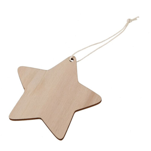20X Wooden Star Shapes, Plain Wood  Tags with Hole (10Cm) 2