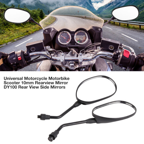 Universal 10mm Motorcycle Rearview Side Mirrors - Clear & Adjustable